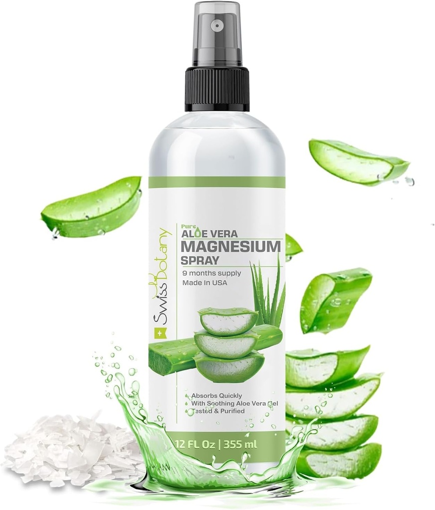 Aloe Vera ile Topical Spray - Stres Yardımı için Saf Petrol Kombinasyonu - USP Grade Aloe Vera Magnezyum parfümü - 12 Fl Oz