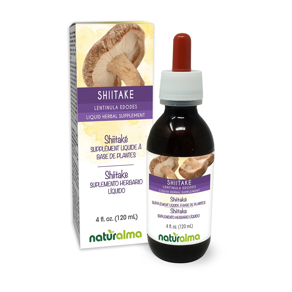 Naturalma Shiitake (Lentinula edodes) Fungus veya Mushroom Alkol-Free Tincture 4 fl oz Liquid Extract in Drops | Herbal Supplement | Vegan | İtalya Ürün