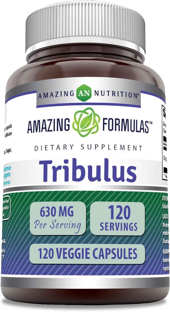 Amazing Formulas Organic Tribulus Terrestris Extract Supplement | 630 Mg Per | 120 Veggie Capsules | Non-GMO | Gluten-Free | Made in USA