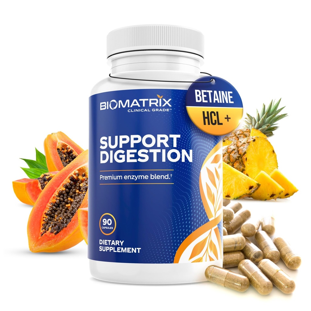 Digestive Enzymes Supplement (90 Capsules) Destek Digestion - Purified Bile, Pancreatin, Plant Enzymes, Ox Bile, Betaine HCL, Support Digestion of Fats Carbohidrats and Proteins