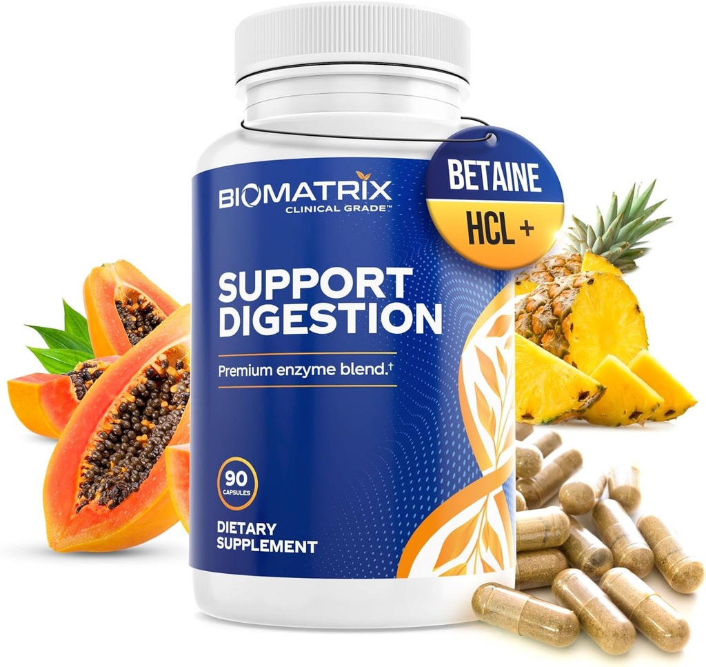 Digestive Enzymes Supplement (90 Capsules) Destek Digestion - Purified Bile, Pancreatin, Plant Enzymes, Ox Bile, Betaine HCL, Support Digestion of Fats Carbohidrats and Proteins