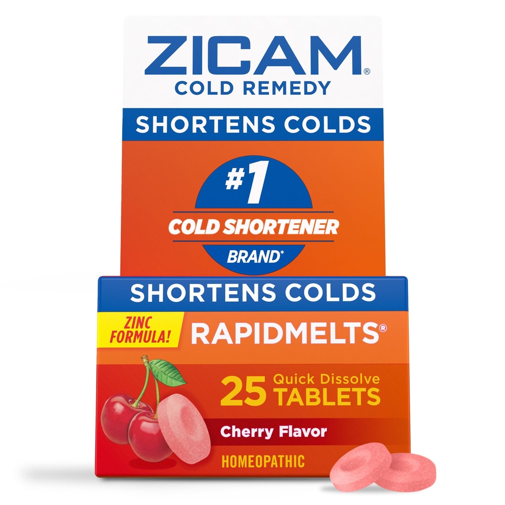 Zicam Ψυχρή Remedy ψευδάργυρος Rapidmelts, Cherry Γεύση, Ομοιοπαθητική, Ψυχρή Λιποθυμία Ιατρική, Σύντομη διάρκεια κρύο, 25 κόμης
