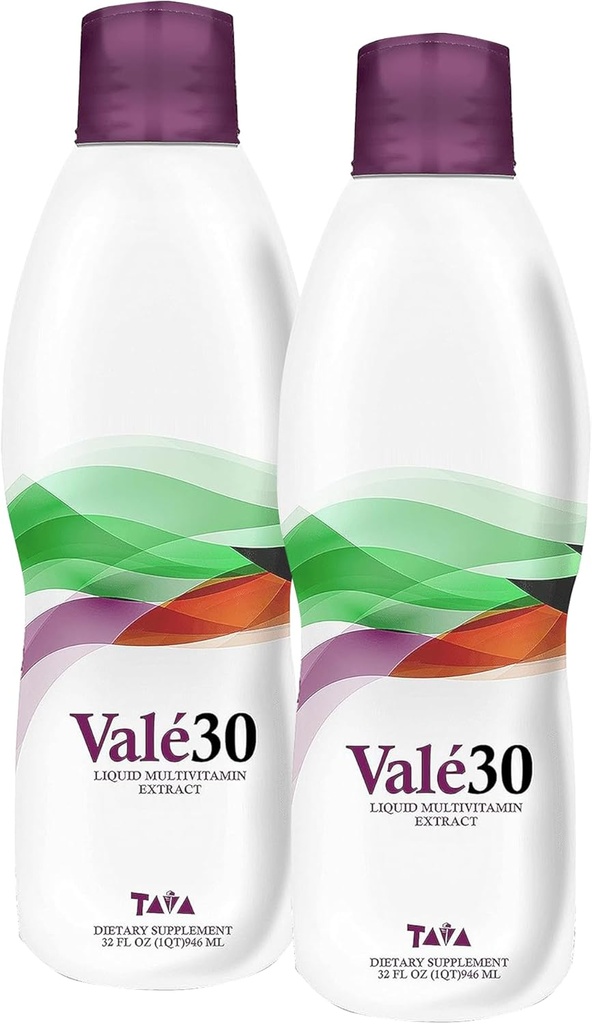 TAVA Valé30 - Liquid Multivitamin - 30-Day Supplement with Vitamin A and B Complex for Men, Women, and Family, Daily Boost Drink - 2 Bottles