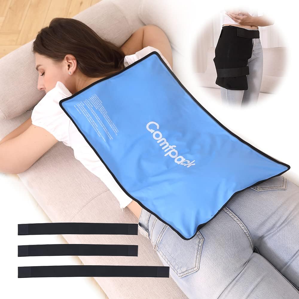 XL Ice Pack για τραυματισμούς Επαναχρησιμοποιήσιμο, Ευέλικτο ζεστό κρύο πακέτο 21.7 x 13 με 3 λουριά για πλήρη πλάτη, ώμο, γόνατο, κρύο πακέτο ανακούφιση του πόνου για το πρήξιμο, μελανιές, μυϊκός πόνος, φλεγμονή