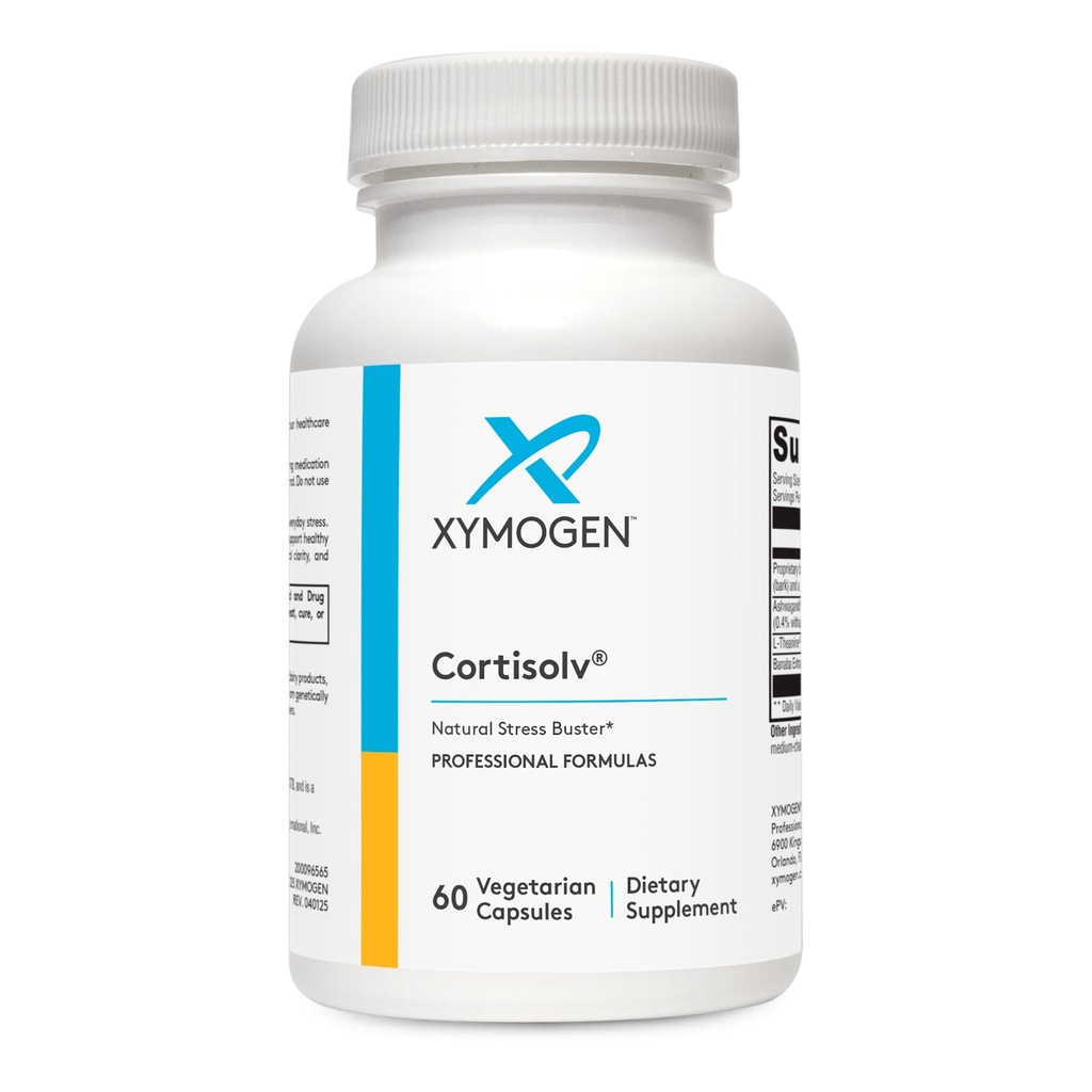 XYMOGEN Cortisolv Cortisol Supplement - Ashwagandha συμπλήρωμα με L Theanine για την υποστήριξη Υγιή επίπεδα Cortisol, ενέργεια, χαλάρωση και νοητική σαφήνεια (60 κάψουλες)