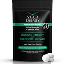 Viter Energy Extra Strength Caffeinated Mints 80 mg Caffeine, B Vitaminleri, Sugar Free. (Peppermint, 8oz, Bulk Bag)