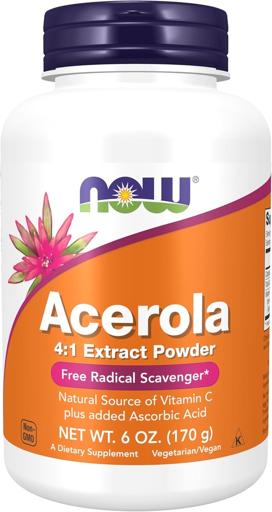 Şimdi Gıdalar Tamamlıyor, Jiaola 4:1 Ekstra Toz, Acerola ve Ascorbik Asit, Free Radikal Scavenger*, 6Ounce