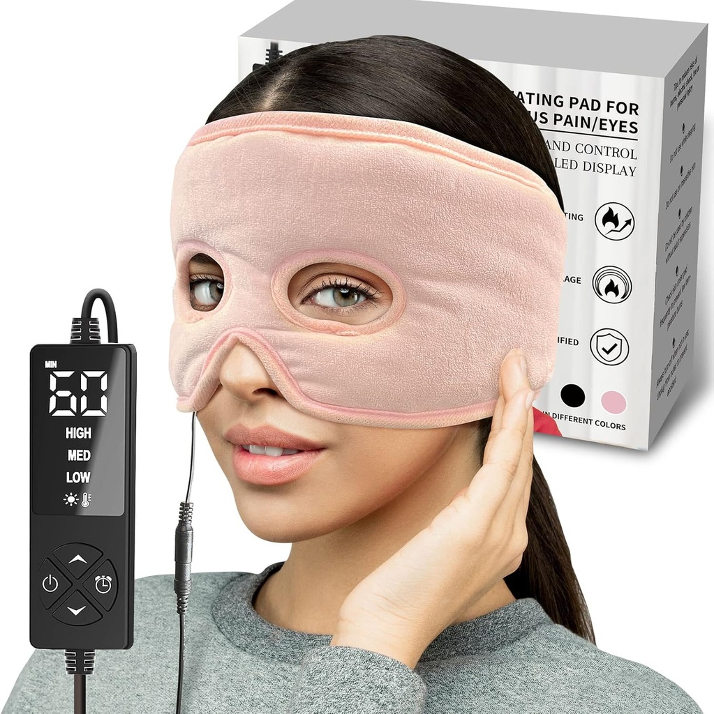 Moist Heat Sinus Basınç Maskesi 3 Heat Settings, Ekstra Büyük Yüz Isıtmalı Gözler, Sinusitis, Hormon Migraine, Ger Headache Relief