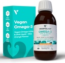 Vegan Omega 3 Liquid, από Microalgae, 800mg EPA DHA, με βιταμίνη D3, υποστηρίζει την καρδιά, τον εγκέφαλο, και την υγεία των ματιών, Natural Fish Oil Alternative, UK Made, Ήπιο πορτοκάλι Γεύση