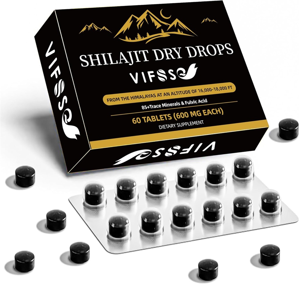 Shilajit Kuru Drops, Shilajit Supplement, 36000 Mg Organik Shilajit maksimum Potency, Enerji ATM, Gold Grade Nature Shilajit for Energy Support, 1 Pack of 60 Counts