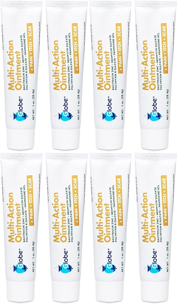 Multi-Action Ointment | Antibiyotik Ağrı-Relieving, Anti-Itch, & Scar Minimizer | First Aid Ointment with Nemisin, Bacitracin, Pramxine HCl & Polymyxin B| Treats Minor Cuts, Boates & Burns (8)