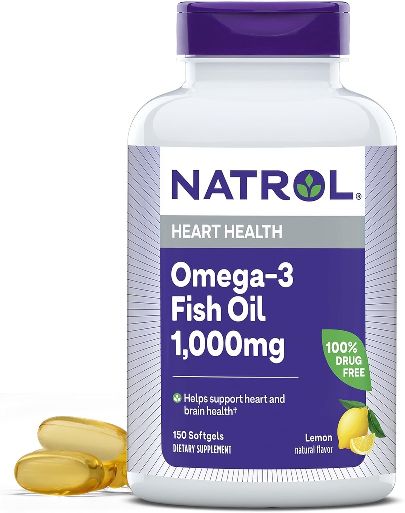 Natrol, Omega-3 ιχθυέλαιο Softgels, συμπλήρωμα διατροφής για την υγεία της καρδιάς, 1000 mg, 150 Count