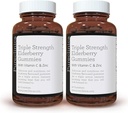 Pureclinica Triple Strength Immune Support - Gummys Elderberry με Βιταμίνη C & Ψευδάργυρο x 180 Gummies (2 μπουκάλια των 90) – έως και 6-Months Supply!