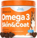 Omega 3 for Dogs - Omega 3 Fish Oil for Dogs, Shedding Supplement with Salmon Oil for Dogs Skin and Coat, Reduces Itching & Supports Heart Health - 90 Dog Alerji Chews for Itchy Skin Oil