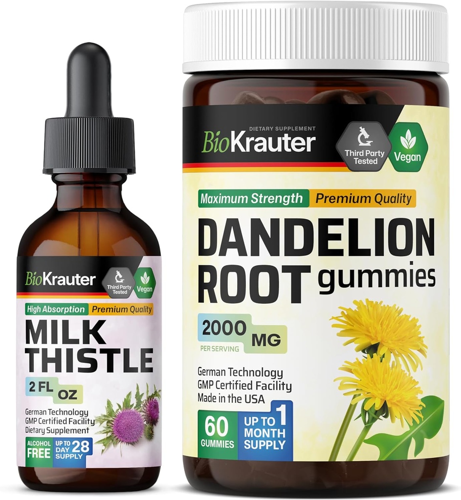 BIO KRAUTER Süt Butle Tincture 2 Fl. Oz. & Dandelion 60 Gummies