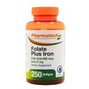 Folic Acid 800 mcg Plus Iron 27 mg Supplement for Women, Vitamin B9, Folate Prenatal, Fast Abxia, Made in USA, 250 Softgels