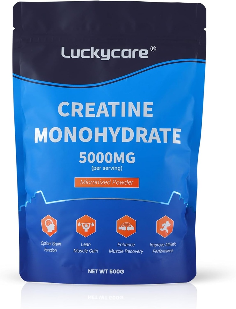 Luckycare Kretine Monohidrat - 5000 mg Pure Micronized Tinatine - 100 Ekran, 500G