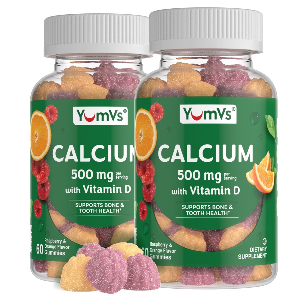 YumVsuba D3 Vitamini ile 500 mg - Raspberry & Orange Flavordis Vitamin D Gummies, Çocuklar ve Yetişkinler için Chewable Food Supplement, Vitamin Duba Gummies (60 Kont)