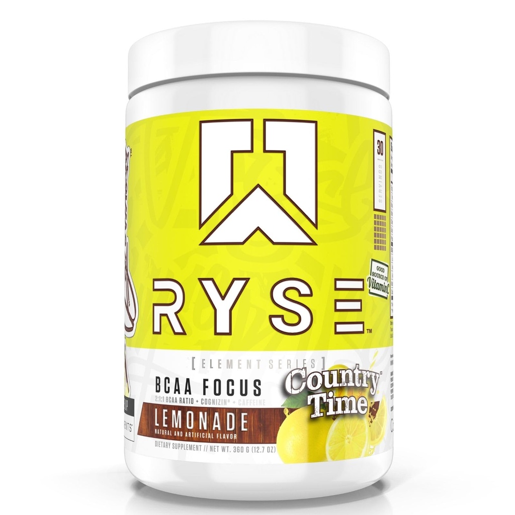 RYSE BCAA Focus Toz - Ülke Time Lemonade - BCAA Supplement with Electrolytes, Natural Caffeine & Cog ETF Supports for Hydration, Recovery, Energy, and Focus for Men & Women - 30 Services