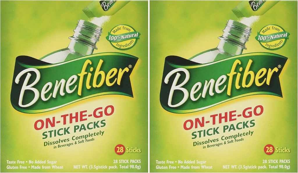 Benefiber Stick Pack Fiber Supplement, Taste Free, Dissolves Tamamen 28-4g(0.14oz) 2PACK TOTAL 56 STICKS