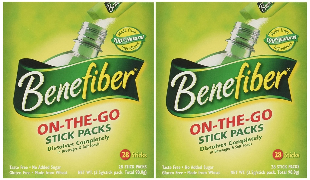 Beneiber Stick Pack Fiber συμπλήρωμα, γεύση δωρεάν, διαλύει πλήρως 28-4g (0.14oz) 2PACK ΣΥΝΟΛΟ 56