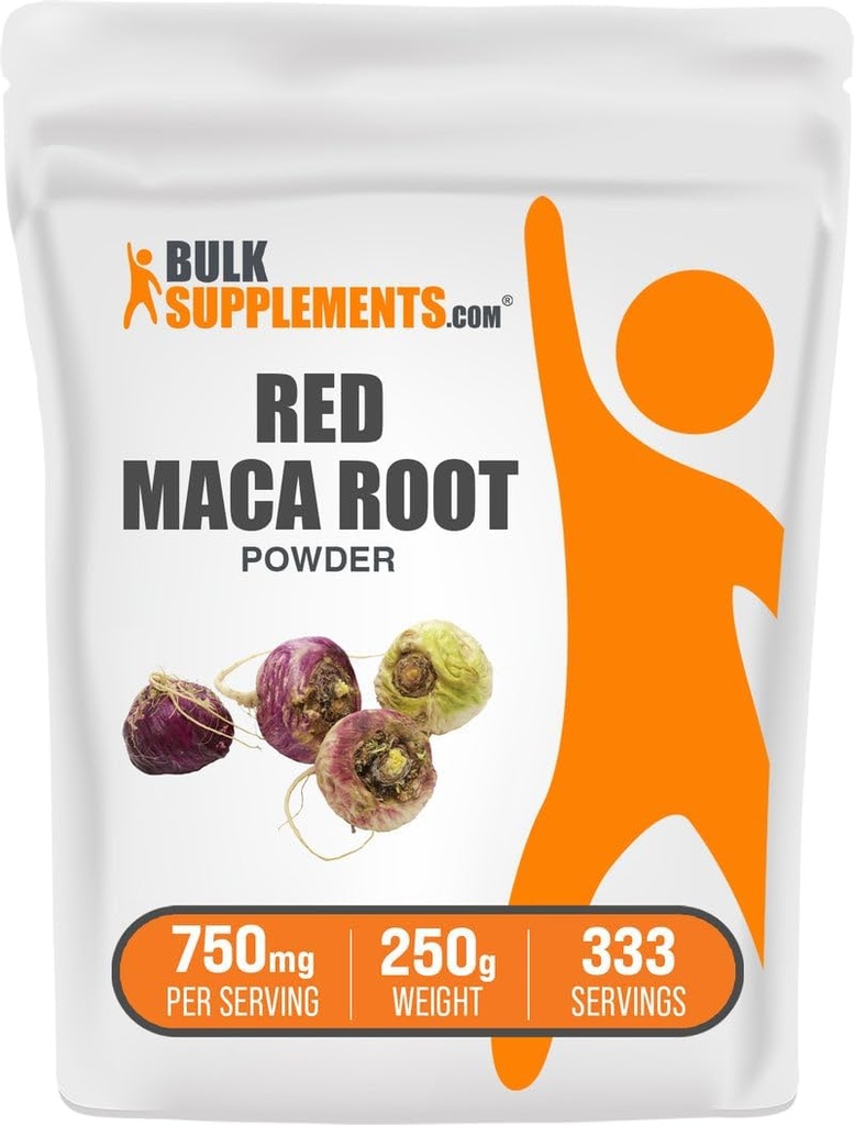 BulkSupplements.com Red Maca Toz - Root, Maca Supplement, Herbal Supplement - Vegan & Gluten Free, 750 mg per Service, 250g (8.8 oz) (kahkamet paketi)