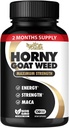 Horny Goat 1275 mg MAX STRENGTH w/Maca (2 Ay Supply) - Erkekler ve Kadınlar için Enerji ve Performans Kompleksi | 120 Vegan Capsules