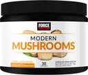 FORCE FACTOR Μοντέρνα Μανιτάρια Σκόνη, Mushroom Supplement with Lions Mane, Turkey Tail, & Cordyceps to Support Energy, Focus, Immunity, & Digestion, Vanilla Flavor, 30 Υπηρεσίες