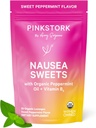 Pembe Stork Organik Peppermint Sabah Hastalığı ve Hareket Hastalığı Desteği için Tatlılar, B6 vitamini eklendi, 1st Trimester Hamilelik Dereceleri - 30 tane daha Peppermint Candies