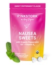 Pembe Stork Organik Peppermint Sabah Hastalığı ve Hareket Hastalığı Desteği için Tatlılar, B6 vitamini eklendi, 1st Trimester Hamilelik Dereceleri - 30 tane daha Peppermint Candies