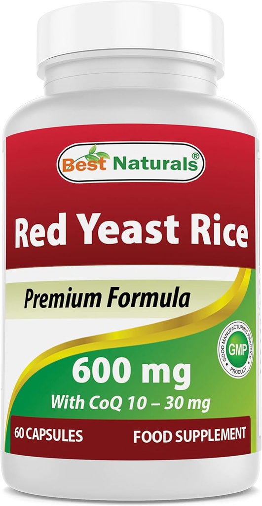 COQ10 60 Capsules ile En İyi Doğallar Kırmızı Yeast Rice ve 30 mg CoQ10