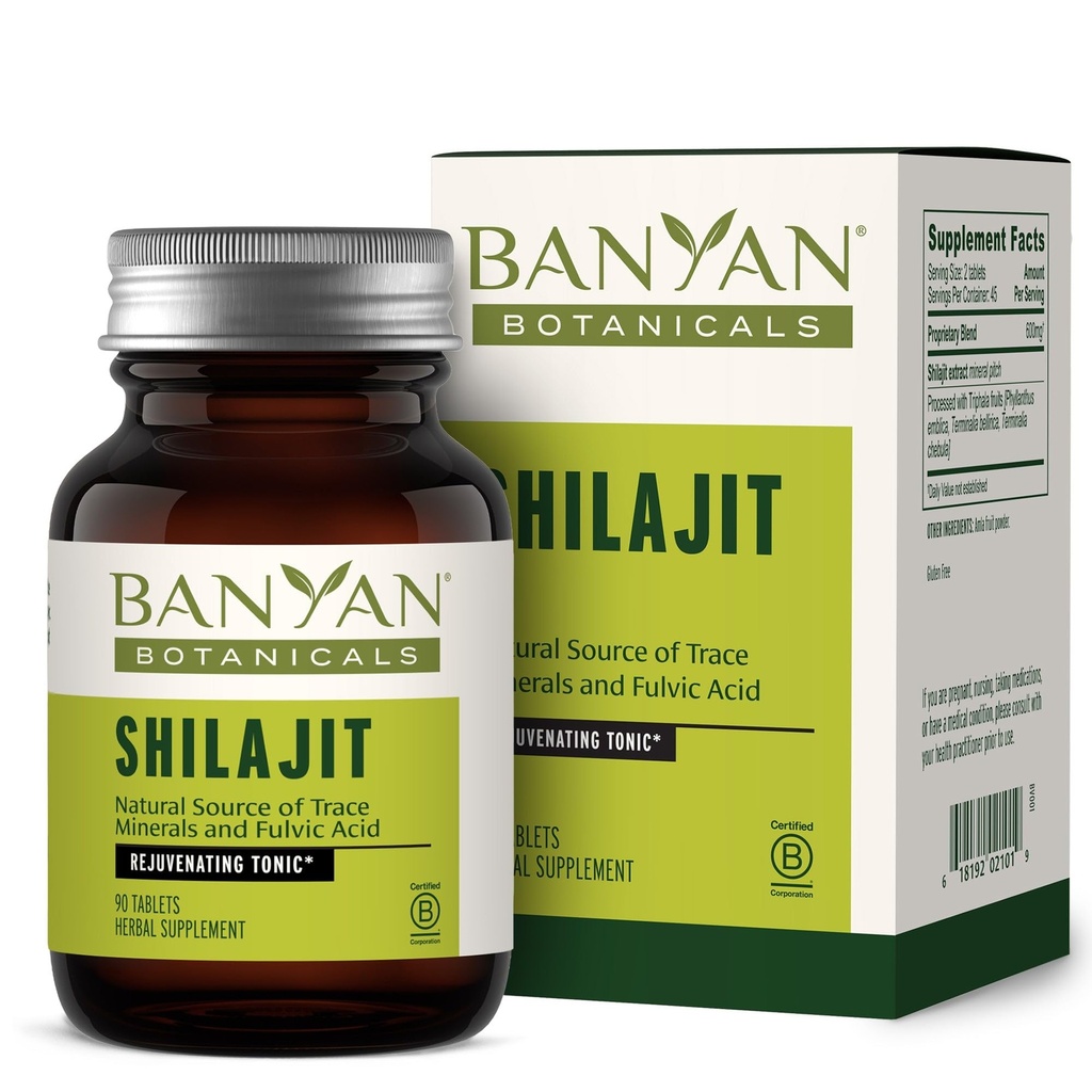Banyan Botaniks Shilajit – Organik ve Sürdürülebilir Mineral Saha – Doğal Detoxification ve Sağlıklı Ağlama için Mineral-Rich Shilajit Supplement* – 90 Tablet – GMO Sustainable Sourced Vegan