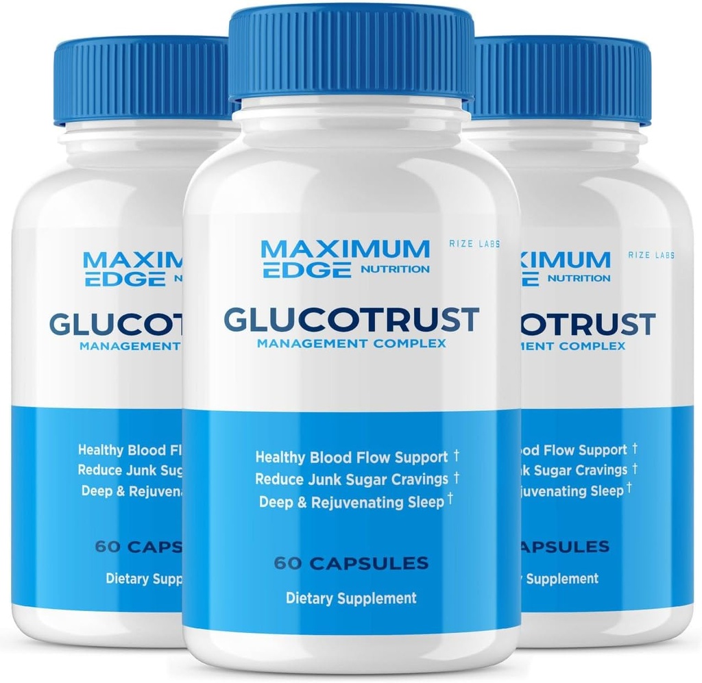 Laboratuvarları - Glucotrust Supplement Capsules, Advanced Formula Pills, Balance Original Edge Support Extra Strength, Natural, Vegan, 3 Pack (180 Capsules)