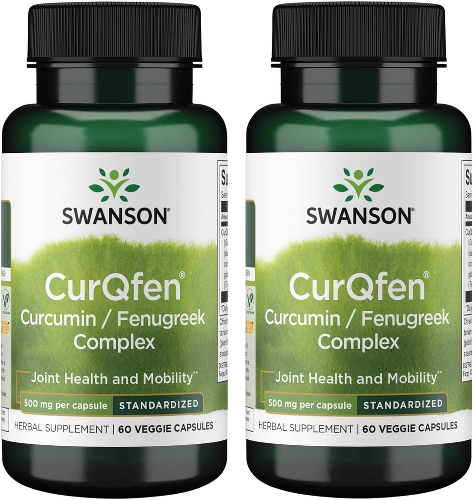 Swanson Controlled Release Curqfen Curcumin/Fenugreek Kompleksi 60 Veg Capsules (2 Pack)
