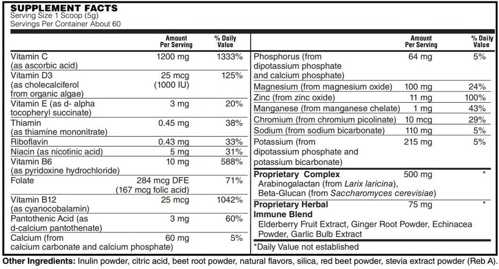 BariatricPal Immunolyte Fizz με 1200mg βιταμίνης C Plus D3, Ψευδάργυρος & Elderberry - Ανοσολογική Υποστήριξη & Ηλεκτρολυτική Ανάκτηση! - Berry
