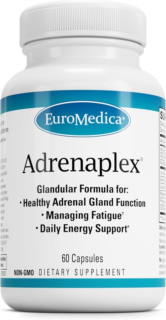 EuroMedica Adrenaplex - Συμπλήρωμα λειτουργίας Adrenal Gland - Συμπληρώματα υποστήριξης Glandular με Βιταμίνες C & B6 - Υποστηρίζει Υγιεινή λειτουργία Adrenal - Κρατήστε μακριά από τα παιδιά - 60 κάψουλες
