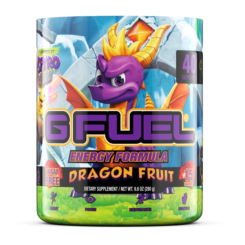 G Καύσιμο Spyro Το Δράκος Energy Drink Powder, Προ προπόνηση Caffeine Mix για το παιχνίδι, Ζάχαρη Δωρεάν Focus Amino, Βιταμίνη + Αντιοξειδωτικά, 9.8oz (Δράκων Φρούτα, 40 εξυπηρετούν)