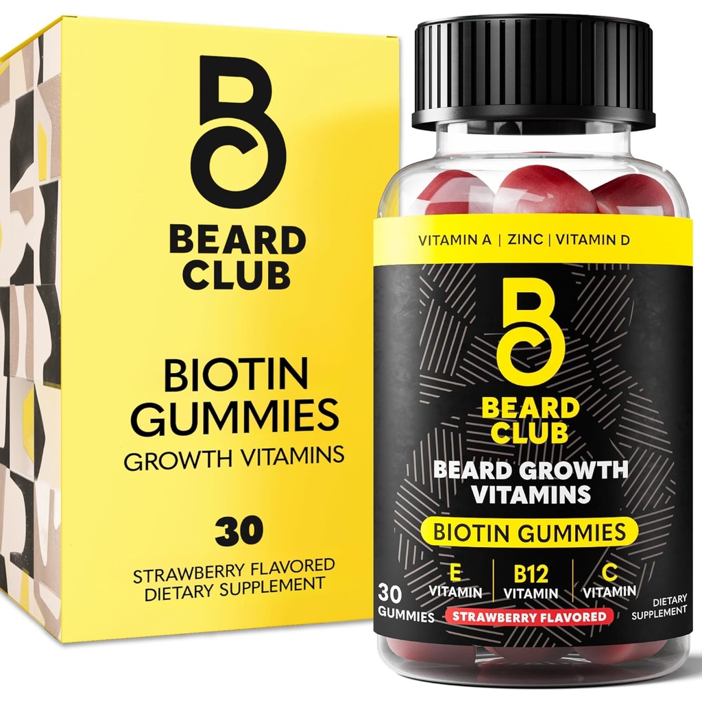 Ayıd Club Biotin Ayıd Büyüme Vitaminleri Gummies - Erkekler için Saç Eksi - Vitaminler B12, E, & C, bir Tier Fuller Yüz Saçı Desteklemek - Strawberry Gummy