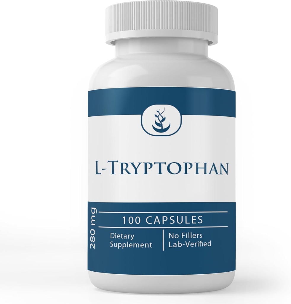 Αμιγώς πρωτότυπα συστατικά L-Tryptophan, (100 κάψουλες) Πάντα καθαρό, χωρίς πρόσθετα ή πληρωτικά, Εργαστήριο Επαληθευμένο