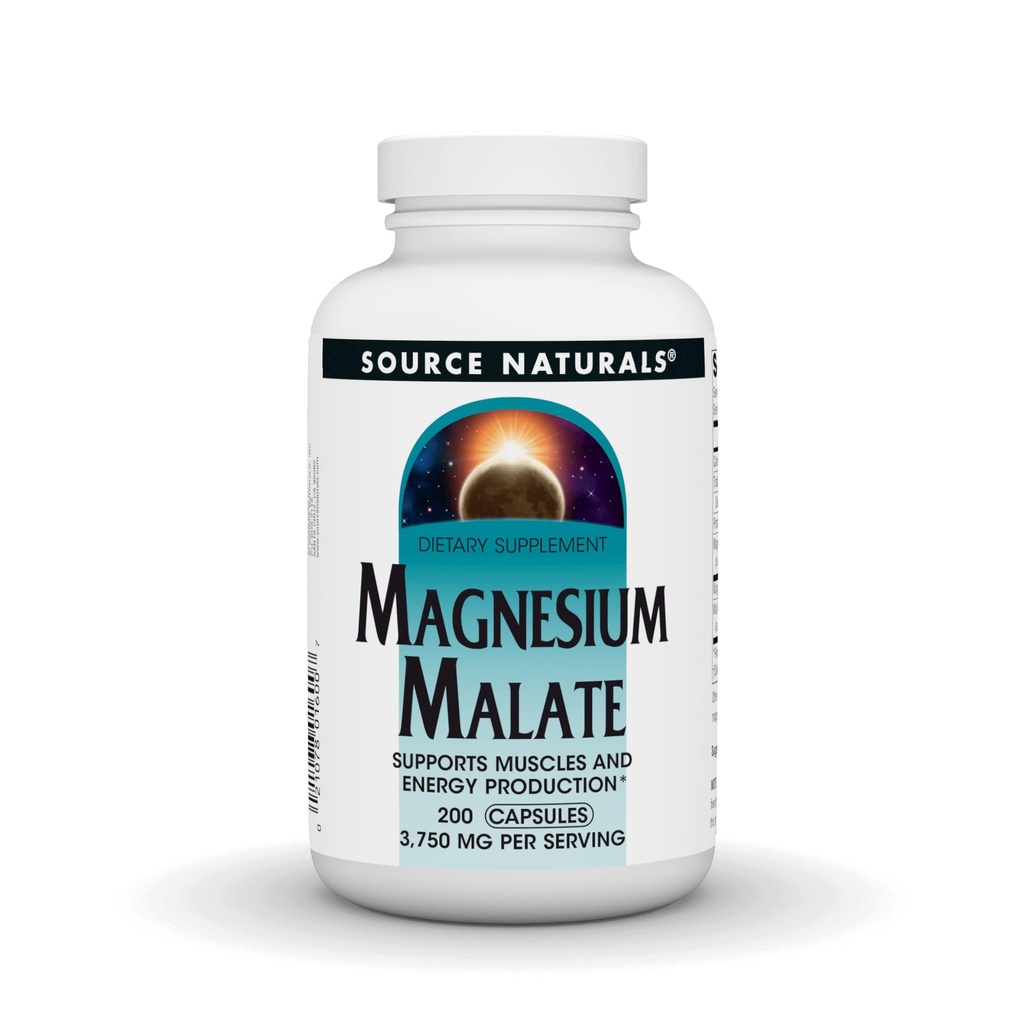 Source Naturals Μαγνήσιο Μηλεϊκό, υποστηρίζει τους μυς και την παραγωγή ενέργειας*, 3750 MG - 200 κάψουλες