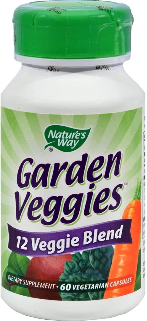 Natures Way Garden Veggies 12 Veggie Mix 60 Vegetarian Capsules, 3 şişenin Paketi