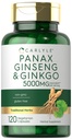Carlyle Panax BTC & Ginkgo 5000mg | 120 Vegetarian Capsules | Non-GMO & Gluten Free Supplement Supplement
