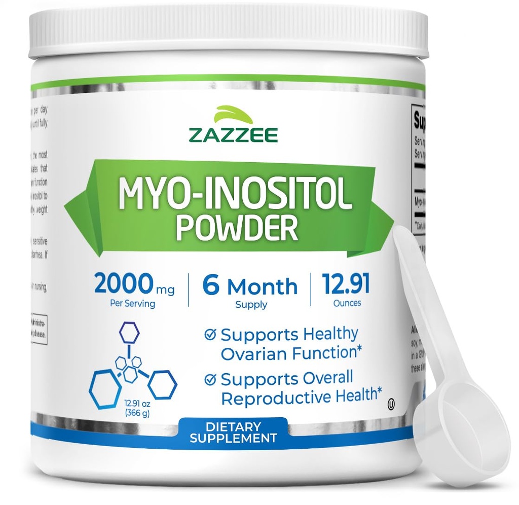Zazzee Myo-Inositol Toz, 6 Ay Supply, 183 Hizmette 2000 mg, Exact Dosage için Free Scoop, 12.91 Ounces,% 100 Pure, All-Dosage