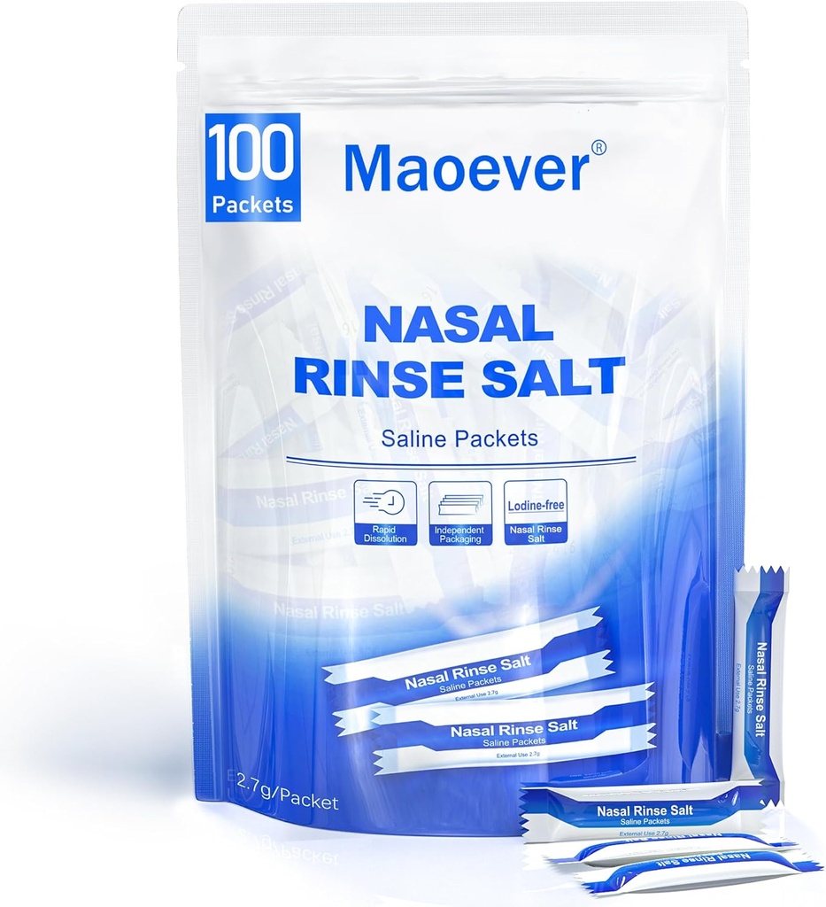 Neti Pot Salt Packets - 100 μεμονωμένα τυλιγμένα πακέτα για Nasal Wash 