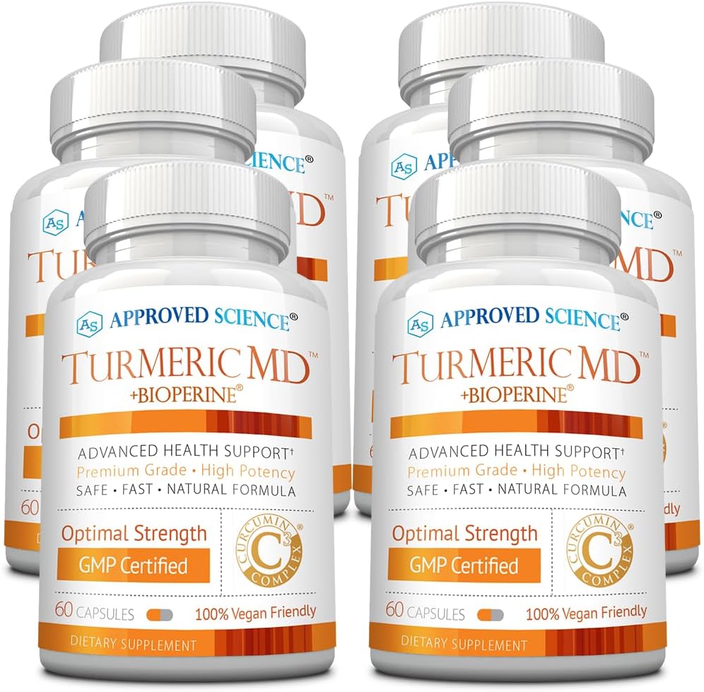Onaylanmış Bilim Turmeric MD - BioPerine &% 95 Standardized Turmeric Curcuminoids - 360 Capsules (6 Ay Supply)