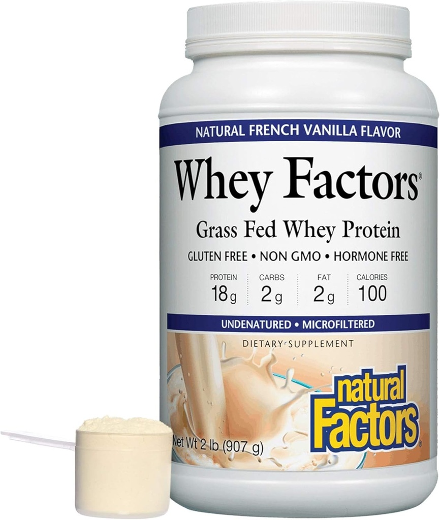 Doğal Faktörler tarafından Whey Faktörleri, Grass Fed Whey proteini, Aids Muscle Development ve Immune Health, French Vanilla, 2 lb