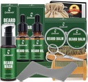 Ayıd Kit,Beard Grooming Kit w/2 Pack Beard Oil&2 Pack Beard Balm, Noel Men O Koca Baba Boy arkadaşı için Hediyeler,Shaving Kit w/Beard Lavabo
