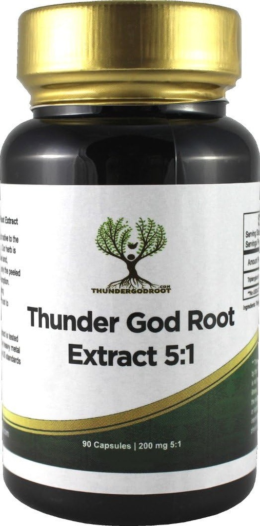 Thunder God Vine Root 5:1 Supplement – Tripterygium Wilfordii Herbal Supplement – Lei Gong Teng Extract ile 200 mg Capsules - 90 Capsules ile God Vine Ekstraksiyon - 90 Capsules