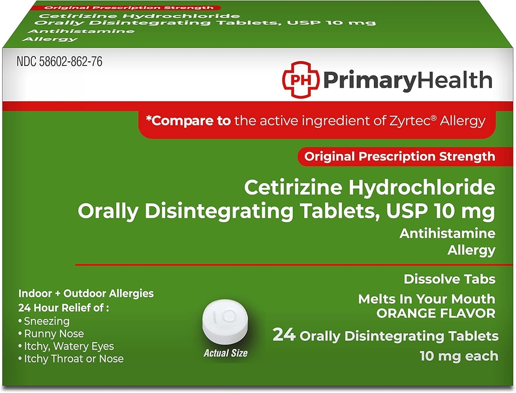 Cetirizine Hcl, 10 mg Odt, 24 Kont, 24 Kont