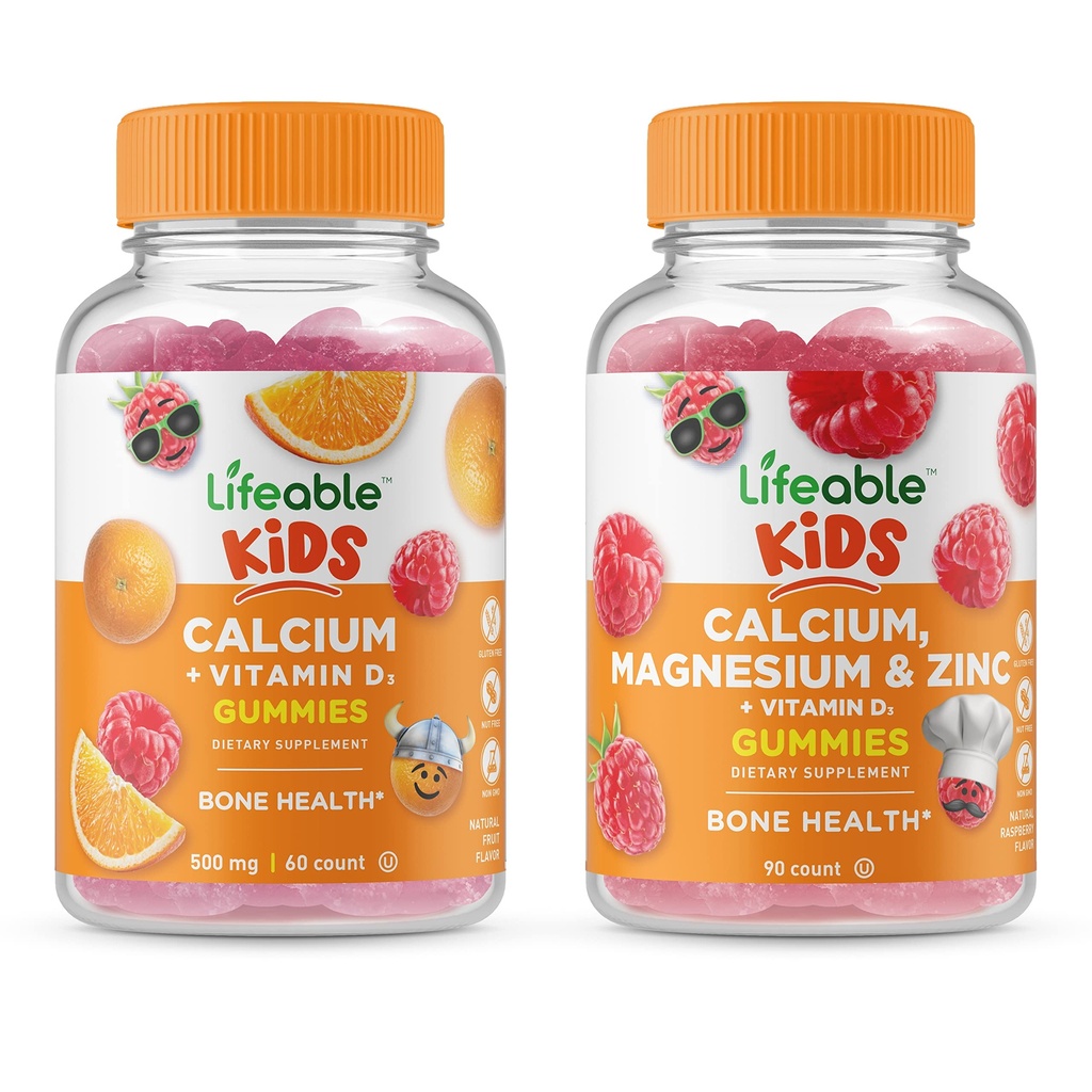 Vitamin D Çocuklar + Kalsiyum & Magnezyum Çocuklar, Gummies Sche - Great Tasting, Supplement, Gluten Free, GMO Free, Chewable Gummy